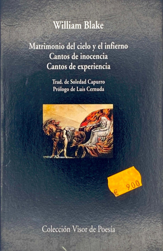 Portada del libro de William Blake - Matrimonio del cielo y el infierno. Cantos de inocencia. Cantos de experiencia