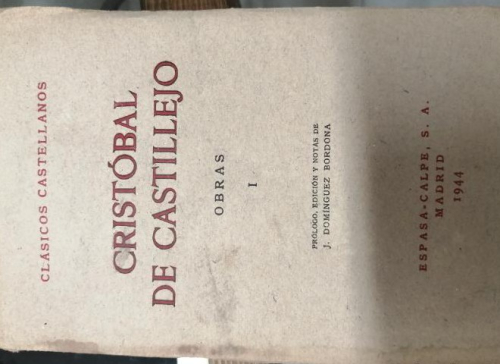 Portada del libro de OBRAS I. CRISTÓBAL DE CASTILLEJO