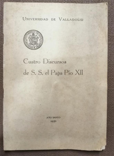 Portada del libro de CUATRO DISCURSOS DE S.S EL PAPA PÍO XII.