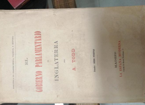 Portada del libro de EL GOBIERNO PARLAMENTARIO EN INGLATERRA. A