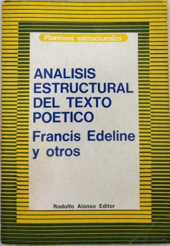 Portada del libro de Análisis estructural del texto poético