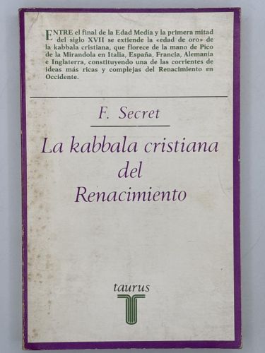 Portada del libro de La kabbala cristiana del Renacimiento