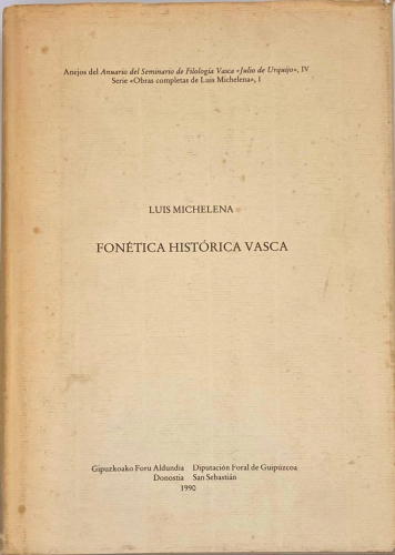 Portada del libro de FONÉTICA HISTÓRICA VASCA