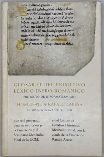 Book cover from Glosario del primitivo léxico ibero-románico