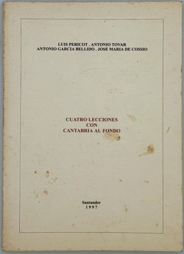 Portada del libro de Cuatro lecciones con Cantabria al fondo