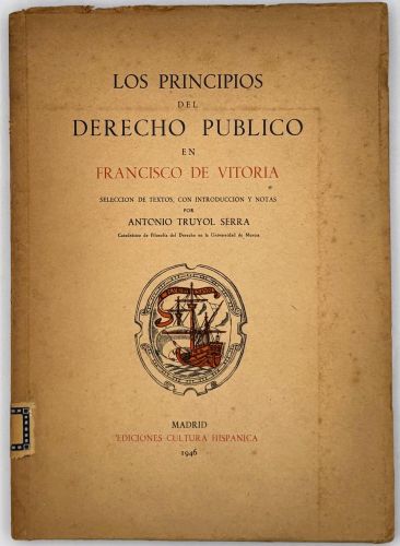 Portada del libro de Los principios del derecho público en Francisco de Vitoria