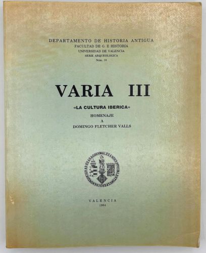 Portada del libro de Serie arqueológica, n. 10. Varia III
