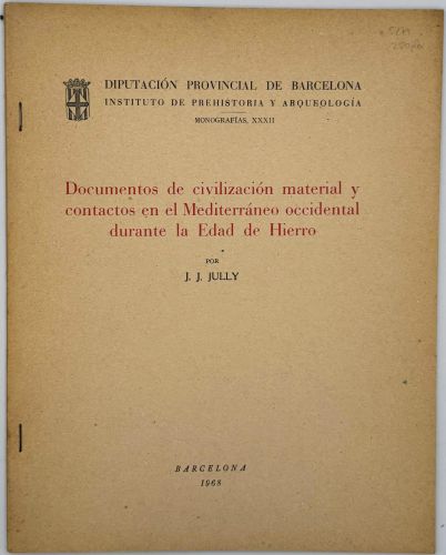 Portada del libro de Documentos de civilización material y contactos en el Meditarráneo occidental durante la Edad del Hierro