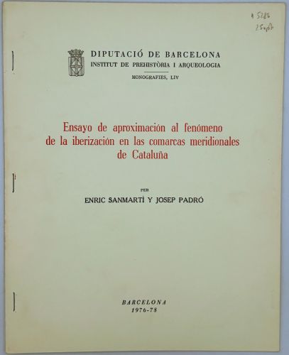 Portada del libro de Ensayo de aproximación al fenómeno de iberización en las comarcas meridionales de Cataluña