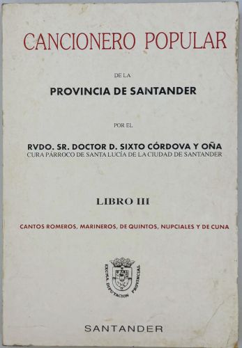 Portada del libro de Cancionero popular de la provincia de Santander