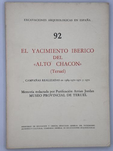 Portada del libro de El yacimiento ibérico del “Alto Chacón” (Teruel)