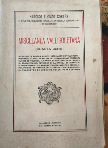 Portada del libro de MISCELÁNEA VALLISOLETANA. CUARTA SERIE