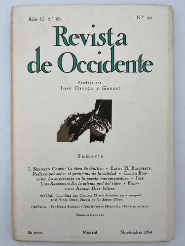 Book cover from Revista de Occidente, nº 20 Año II 2ª ép.