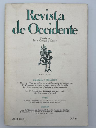 Book cover from Revista de Occidente, nº 85