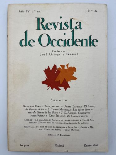 Book cover from Revista de Occidente nº 34