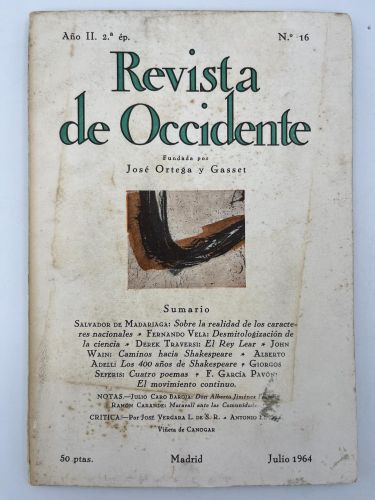Book cover from Revista de Occidente nº 16