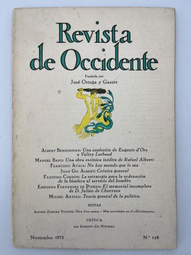 Book cover from Revista de Occidente nº 128