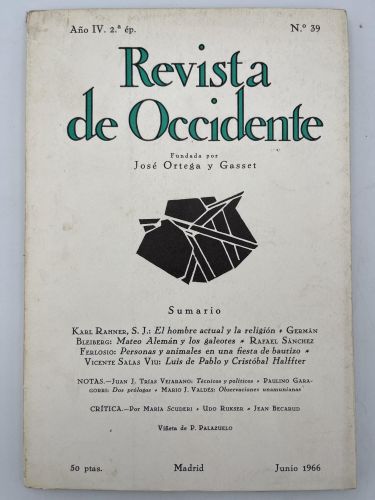 Book cover from Revista de Occidente nº 39