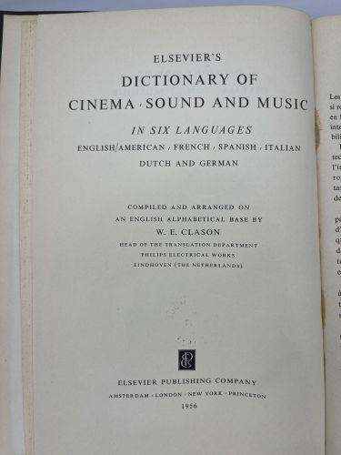 Book cover from Dictionary of Cinema, Sound and Music in six languages
