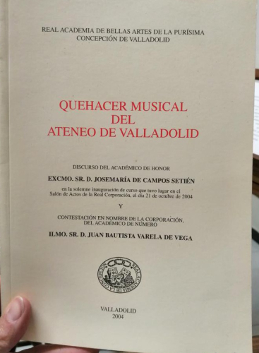 Book cover from QUEHACER MUSICAL DEL ATENEO DE VALLADOLID.