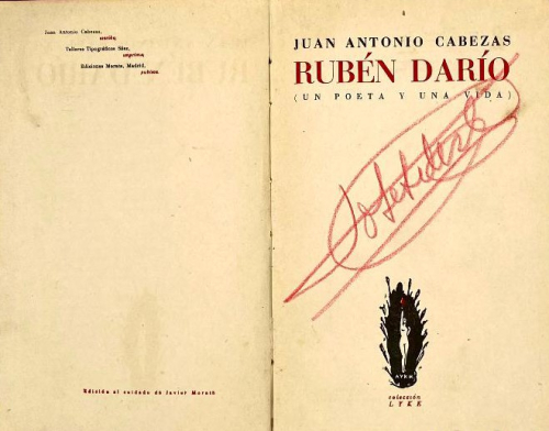 Portada del libro de RUBÉN DARÍO, UN POETA Y UNA VIDA, JUAN ANTONIO CABEZAS.
