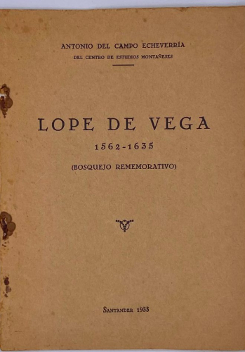 Book cover from LOPE DE VEGA 1562-1635 (BOSQUEJO REMEMORATIVO)