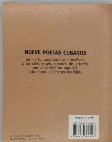 Portada del libro de NUEVE POETAS CUBANOS.