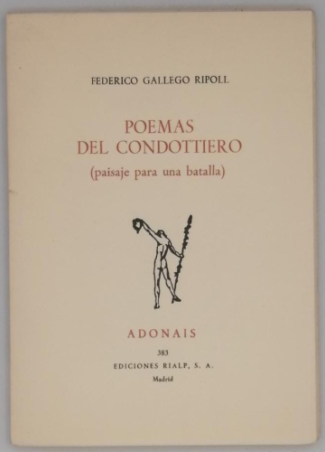 Portada del libro de POEMAS DEL CONDOTTIERO (PAISAJE PARA UNA BATALLA)