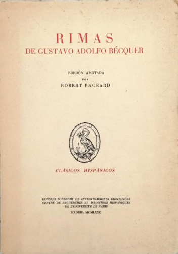 Portada del libro de RIMAS DE GUSTAVO ADOLFO BÉCQUER.