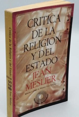 Portada del libro de CRÍTICA DE LA RELIGIÓN Y DEL ESTADO. JEAN MESLIER.
